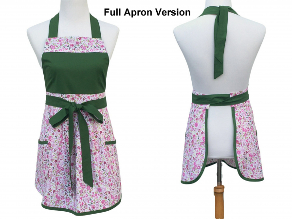 Pink & Green Floral Full Apron Version