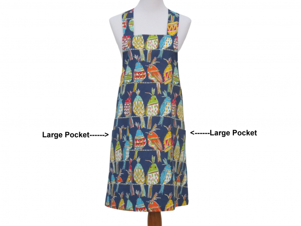 Women's Bird Themed Japanese Style Apron front view