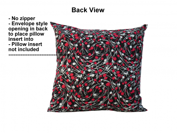 Black, Red & White Throw Pillow Cover back view