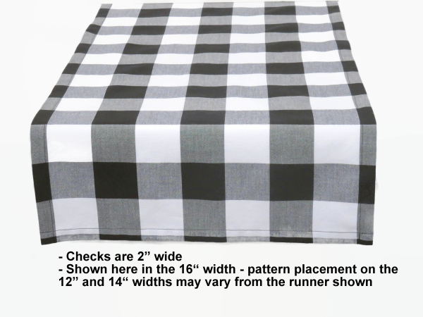 Black & White Plaid Buffalo Check Table Runner 16" width example