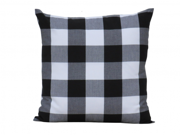 Black & White Buffalo Plaid Throw Pillow Cover, 100% Cotton front view