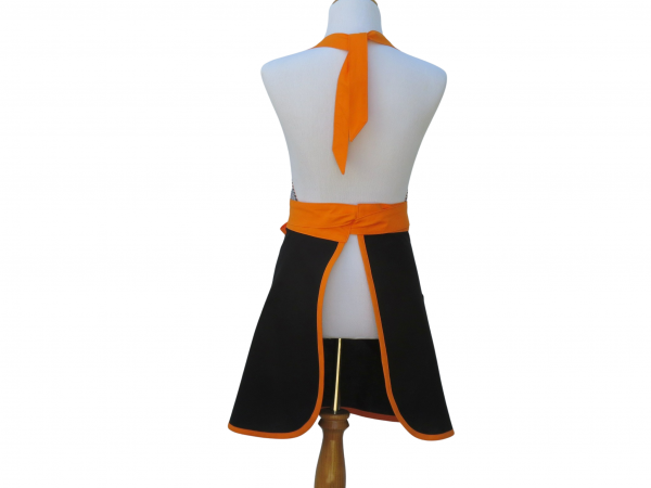 Women's Orange & Black Apron back view tied in front