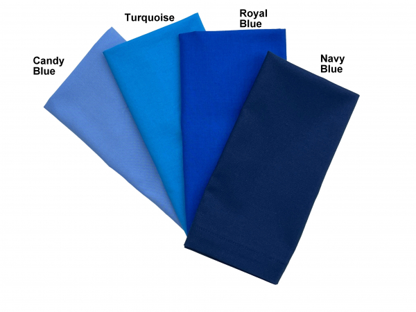 Blue Cloth Napkins color options: light, turquoise, royal, navy