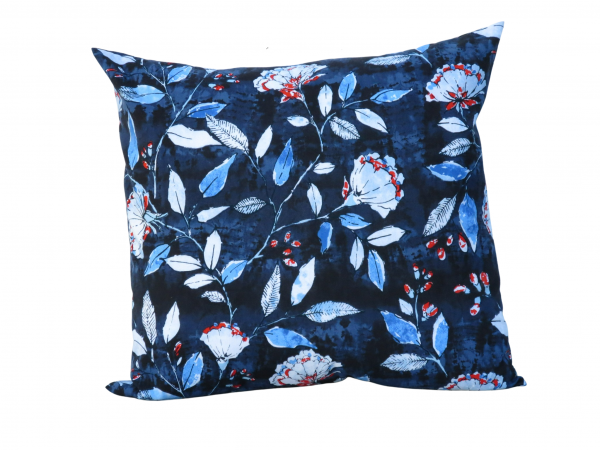 Blue Poppies Throw Pillow Cover with Envelope Closure front view