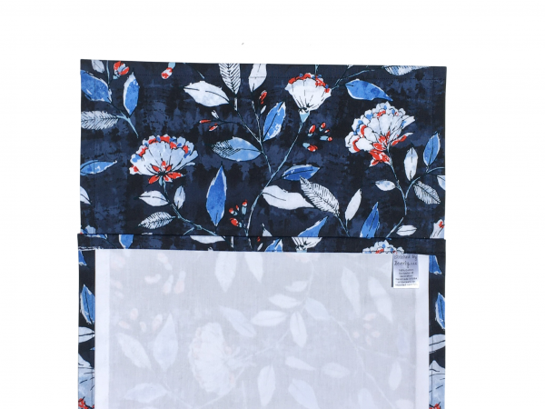 Blue Poppies Floral Table Runner reverse side view