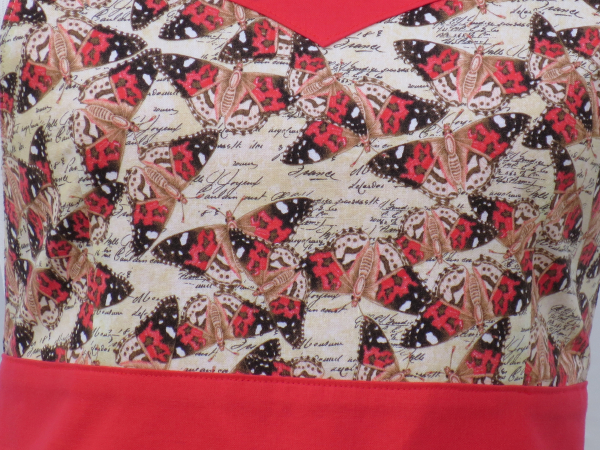 Women's Butterflies Retro Apron fabric closeup