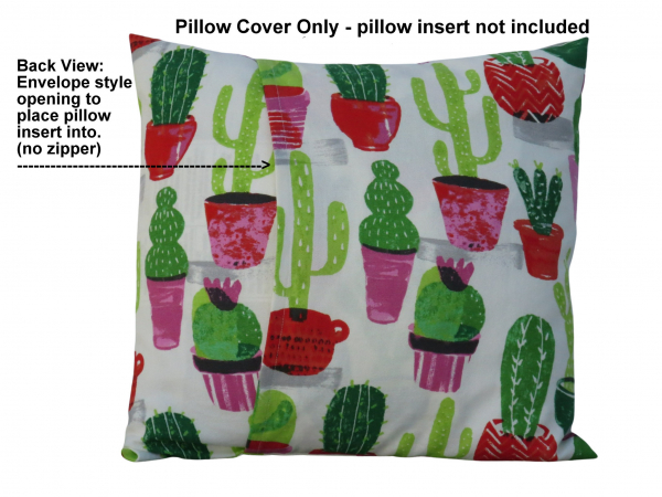 Cactus Throw Pillow Cover back view