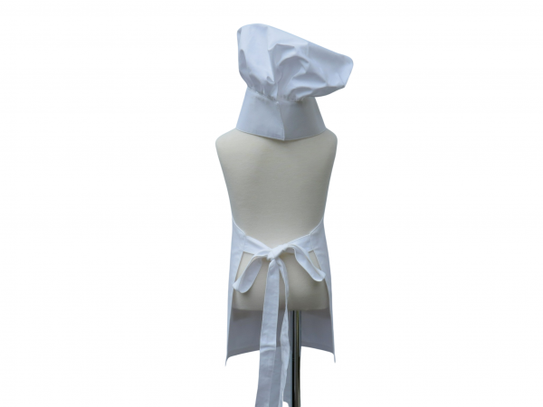 Children's Personalized Solid Color Apron with matching chef hat backview