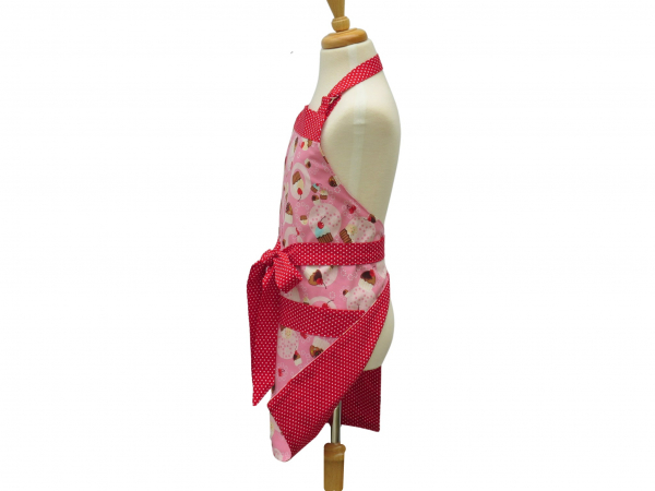 Children's Pink Cupcake Apron reverse side view