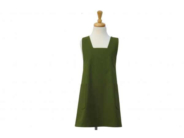 Girl's Solid Color Cross Back Apron front view