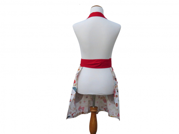 Mother Daughter Matching Cooking Themed Waist Apron Set back view tied in front