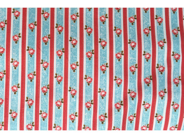 Girl's Striped Floral Apron fabric closeup