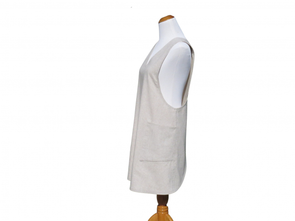 Women's Flax Color Japanese Style Apron side view
