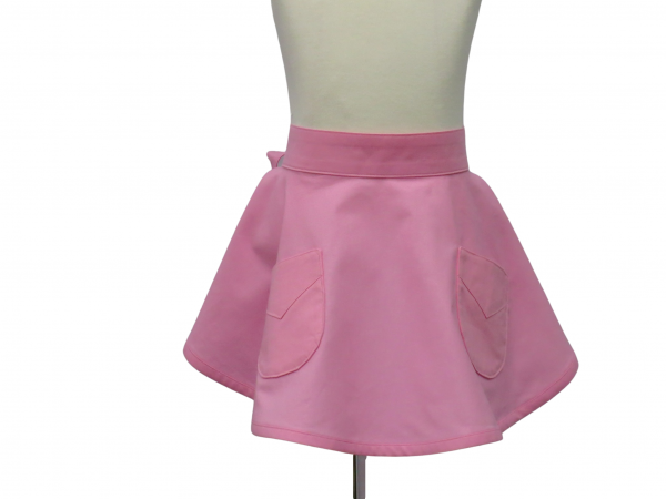Girl's Solid Color Retro Style Half Apron front view tied in back