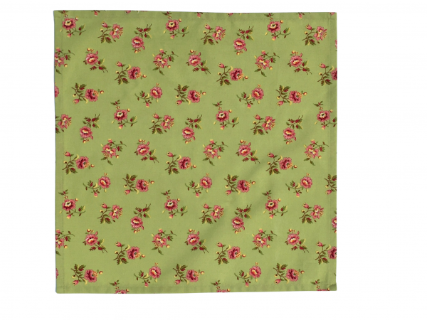 Green & Pink Floral Cloth Napkins unfolded view