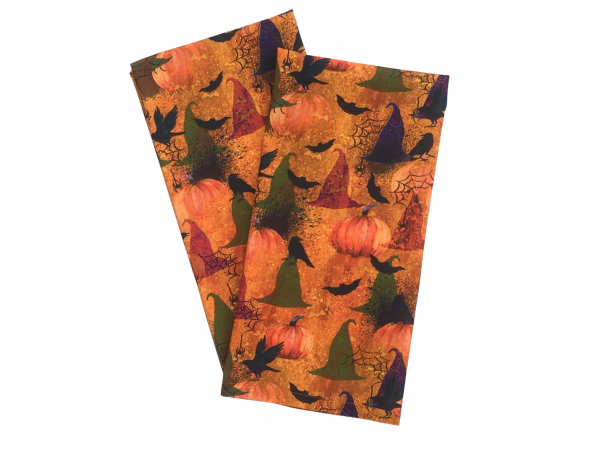 Witch Hats & Pumpkins Halloween Tea Towels, Set of 2
