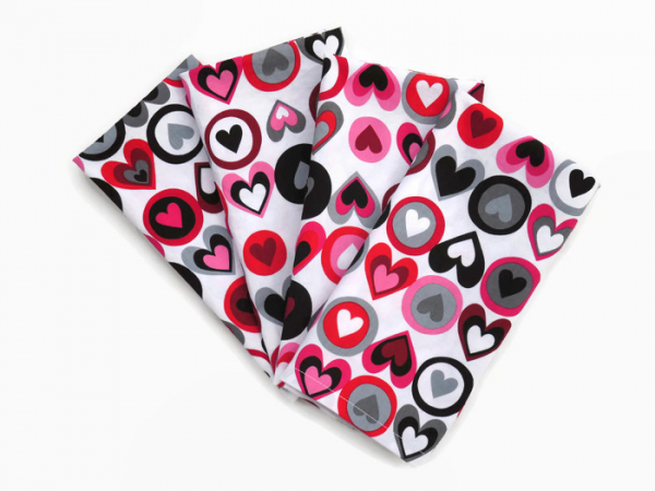 Black, Gray, Pink & Red Heart Cloth Napkins