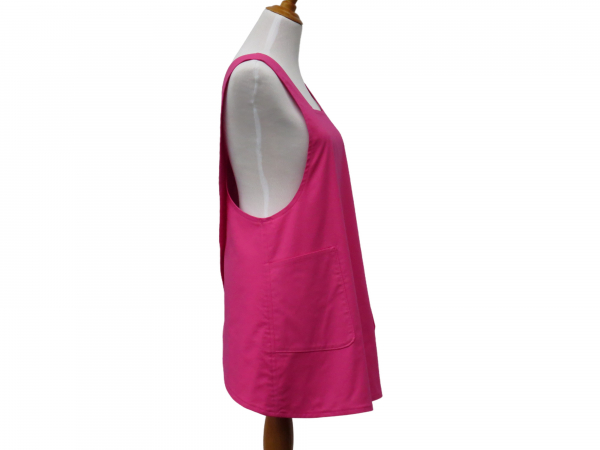 Women's Solid Hot Pink Japanese Cross Back Apron side view