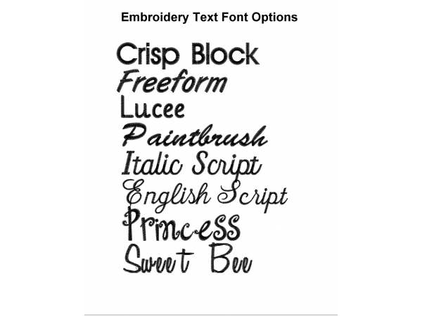 Embroidery Font Options