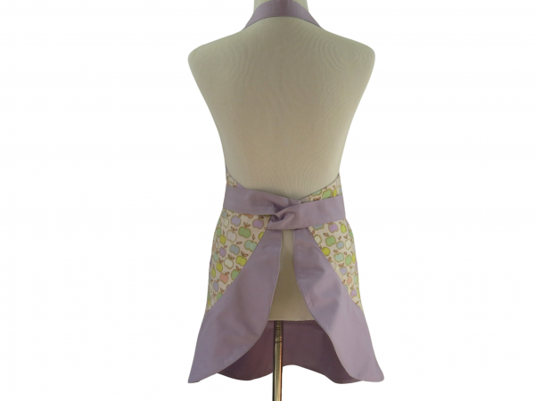 Pastel & Lilac Apples Apron back view tied in front