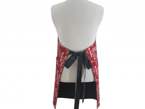 Men's or Unisex Red, White & Blue Patriotic Apron back view tied in back