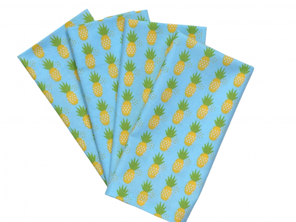 Blue Pineapple Themed Napkins, Set of 4 or 6