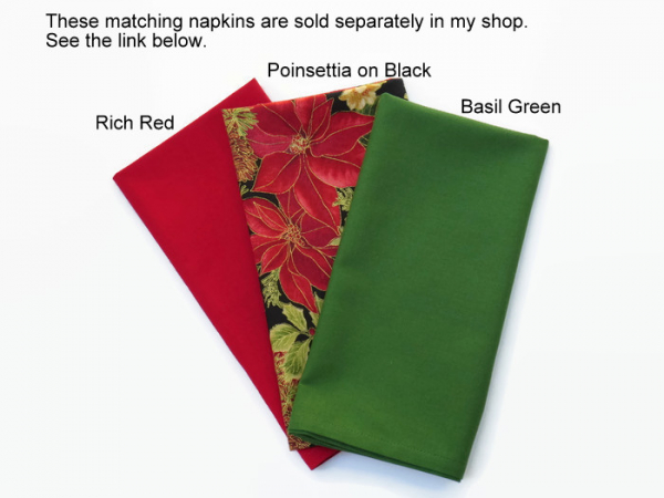 Christmas Poinsettia Cloth Table Runner Matching Napkins Color Options