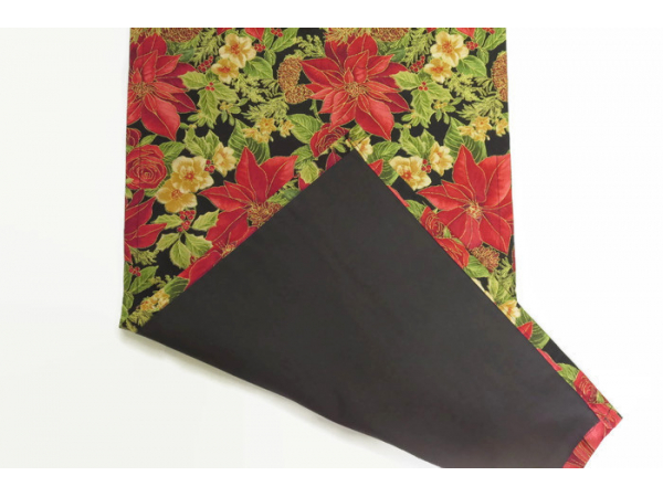Christmas Poinsettia Cloth Table Runner Reverse Side