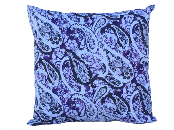 Black, White & Purple Floral Paisley Throw Pillow Cover front view