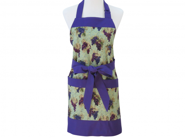 Women's Purple Grapes Apron front view tied in front