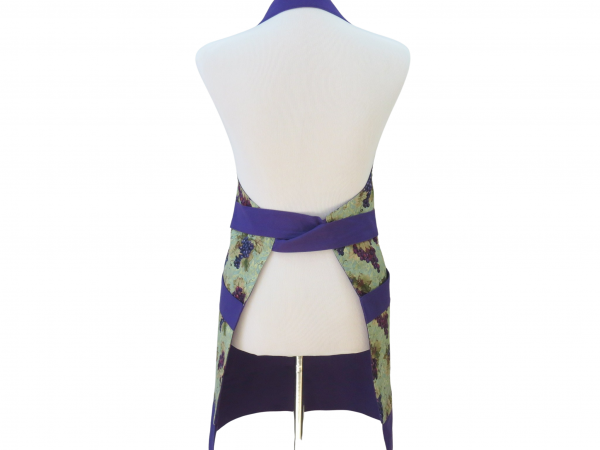 Women's Purple Grapes Apron back view tied in front
