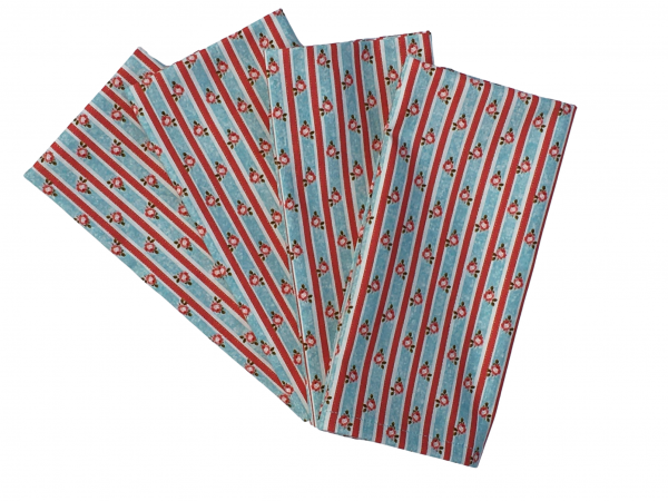 Red Stripe & Blue Floral Cloth Napkins