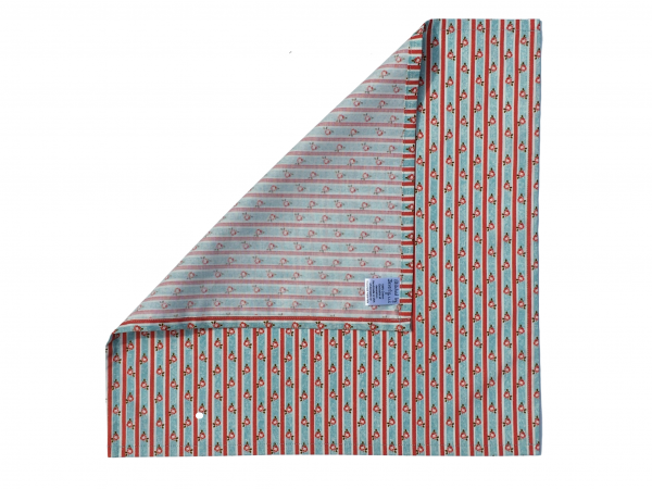 Red Stripe & Blue Floral Cloth Napkins reverse side view