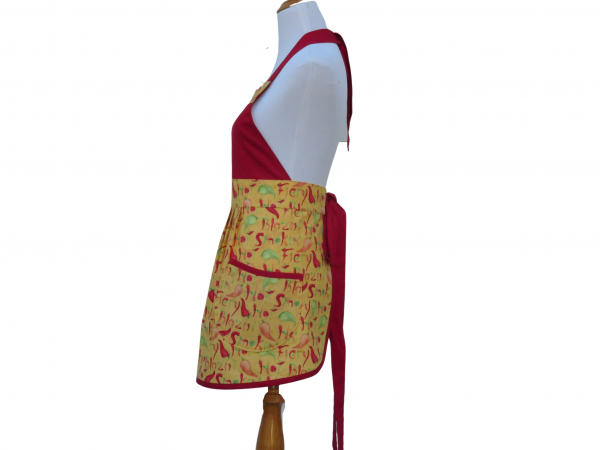 Green, Red & Yellow Chili Peppers Full Apron side view