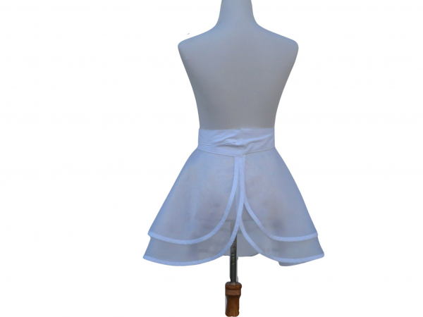 Sheer White Half Apron with Full Circle Skirt back view tied in front