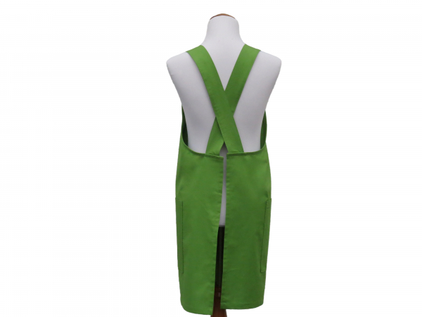 Solid Color Cross Back Apron with Gathered Top back view