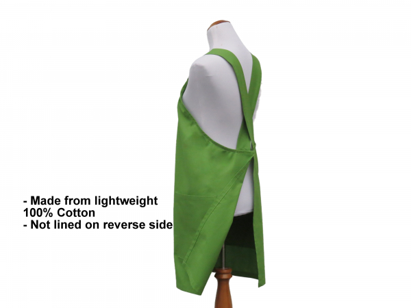 Solid Color Cross Back Apron with Gathered Top reverse side view
