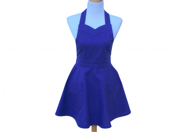 Women's Solid Color Retro Apron front view tied in back