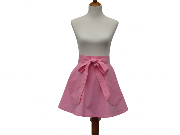 Women's Solid Color Retro Half Apron front view tied in front