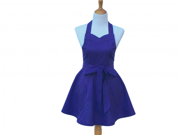 Women's Solid Color Retro Apron front view tied in front