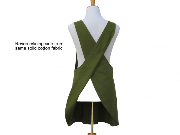 Women's Solid Color Cross Back Apron reverse side view