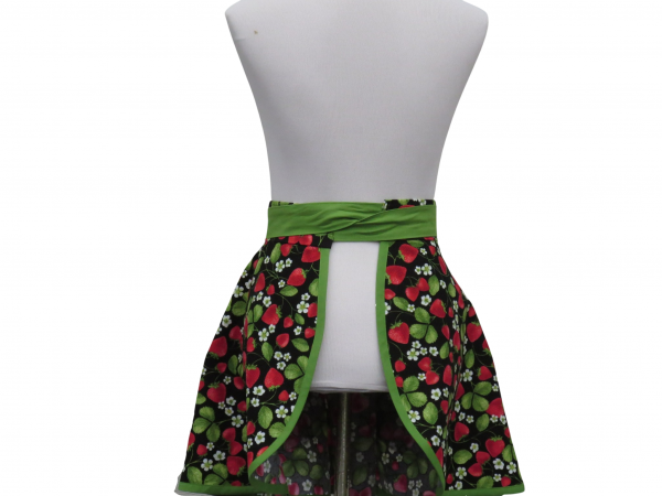 Women's Strawberries Half Apron back view tied in front