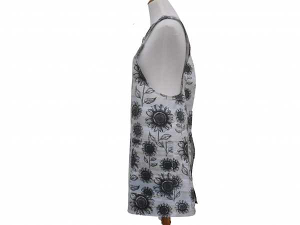 Women's Gray & Black Sunflower Japanese Style Apron side view
