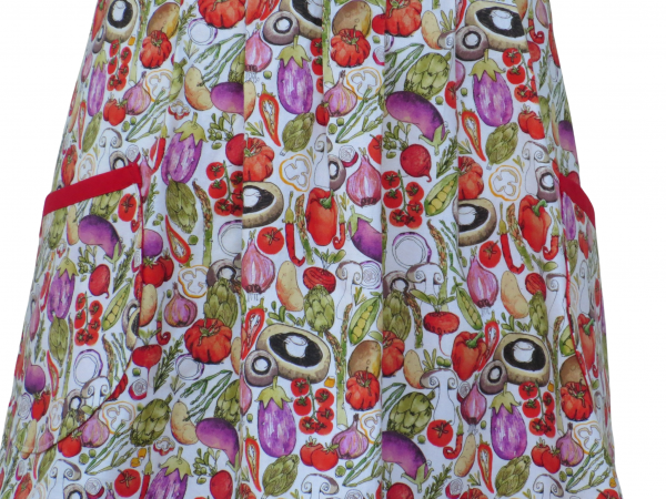 Women's Cute Vegetable Full Apron fabric closeup