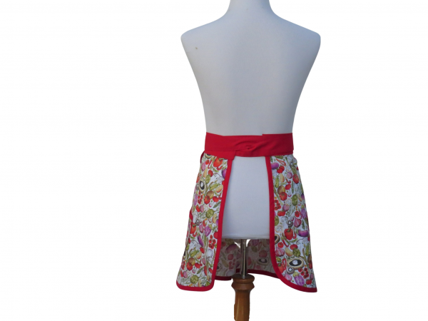 Women's Cute Vegetable Half Apron back view tied in front