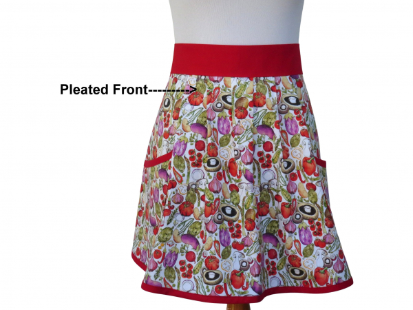 Women's Cute Vegetable Half Apron front view tied in back