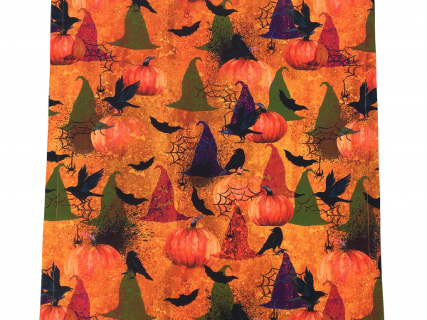 Witch Hats & Pumpkins Halloween Table Runner top view
