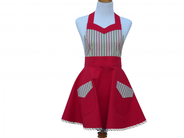 Woman's Christmas Apron front view tied in back