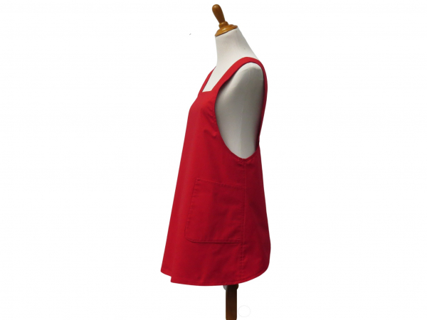 Women's Solid Red Japanese Cross Back Apron side view