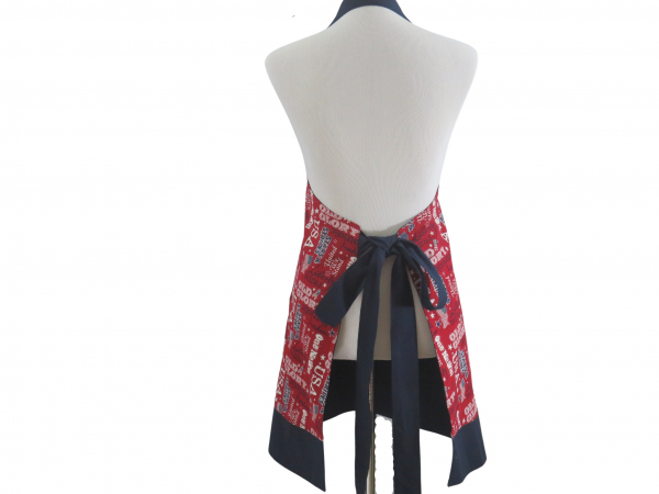 Women's Patriotic Red White & Blue back view tied in back